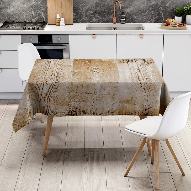 Modern Dining Table with Matching Chairs Set for 4 People Rustic White Fabric Cover Display in Room Decor Interior Design