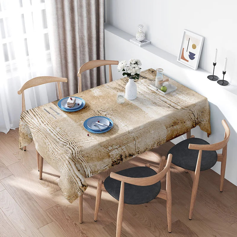 Modern Dining Table with Matching Chairs Set for 4 People Rustic White Fabric Cover Display in Room Decor Interior Design