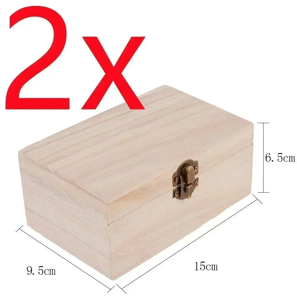 1PC Wooden Boxes With Lid Square Hinged Jewellery Craft Storage Box For Home Decoration DIY Hand-Made Mother's Day