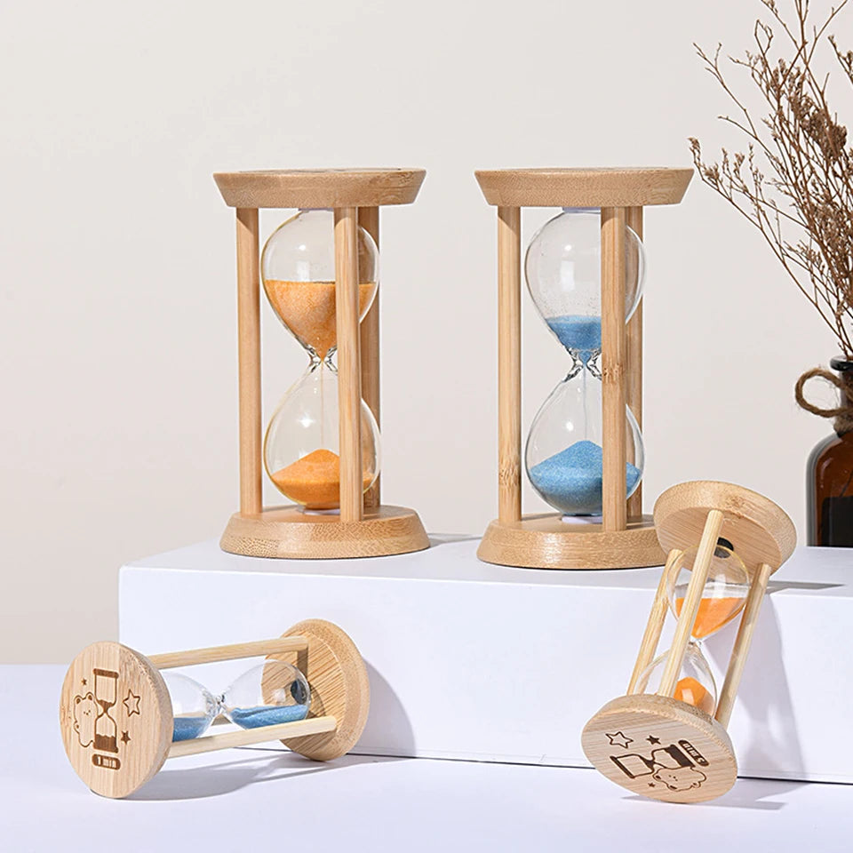 Mini Wooden Sand Timers Bamboo Hourglass 10/15/30 Min Sandglass Timer for Toothbrush Timer Games Classroom Home Office Cooking