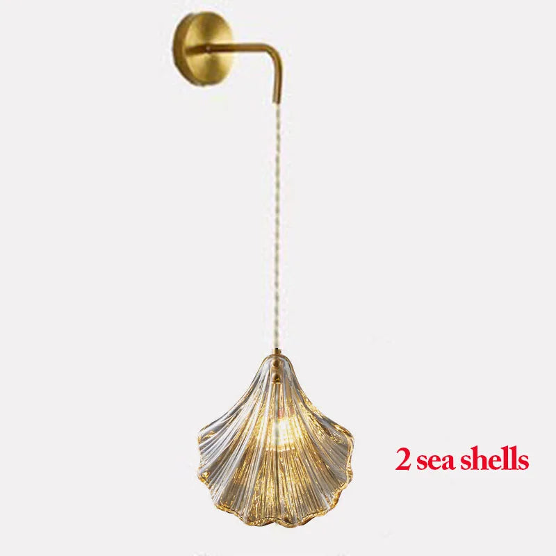 Modern Sea Shell LED Wall Lamps Pendant Lights Glass Lampshade Indoor Lighting Bedroom Dining Room Aisle Corridor Decor Lustre
