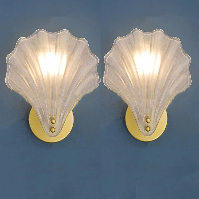 Modern Sea Shell LED Wall Lamps Pendant Lights Glass Lampshade Indoor Lighting Bedroom Dining Room Aisle Corridor Decor Lustre