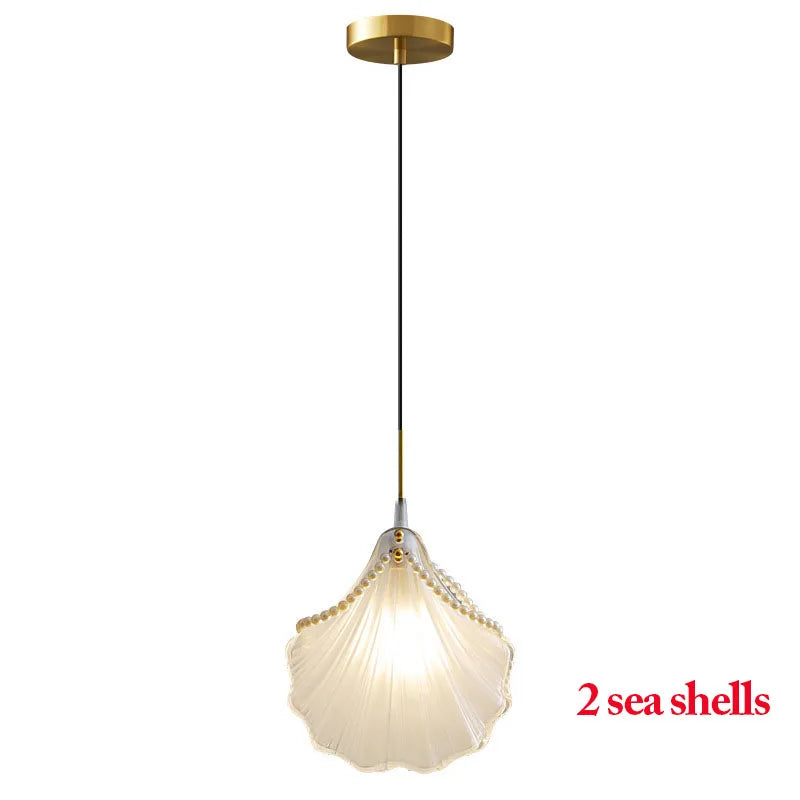 Modern Sea Shell LED Wall Lamps Pendant Lights Glass Lampshade Indoor Lighting Bedroom Dining Room Aisle Corridor Decor Lustre