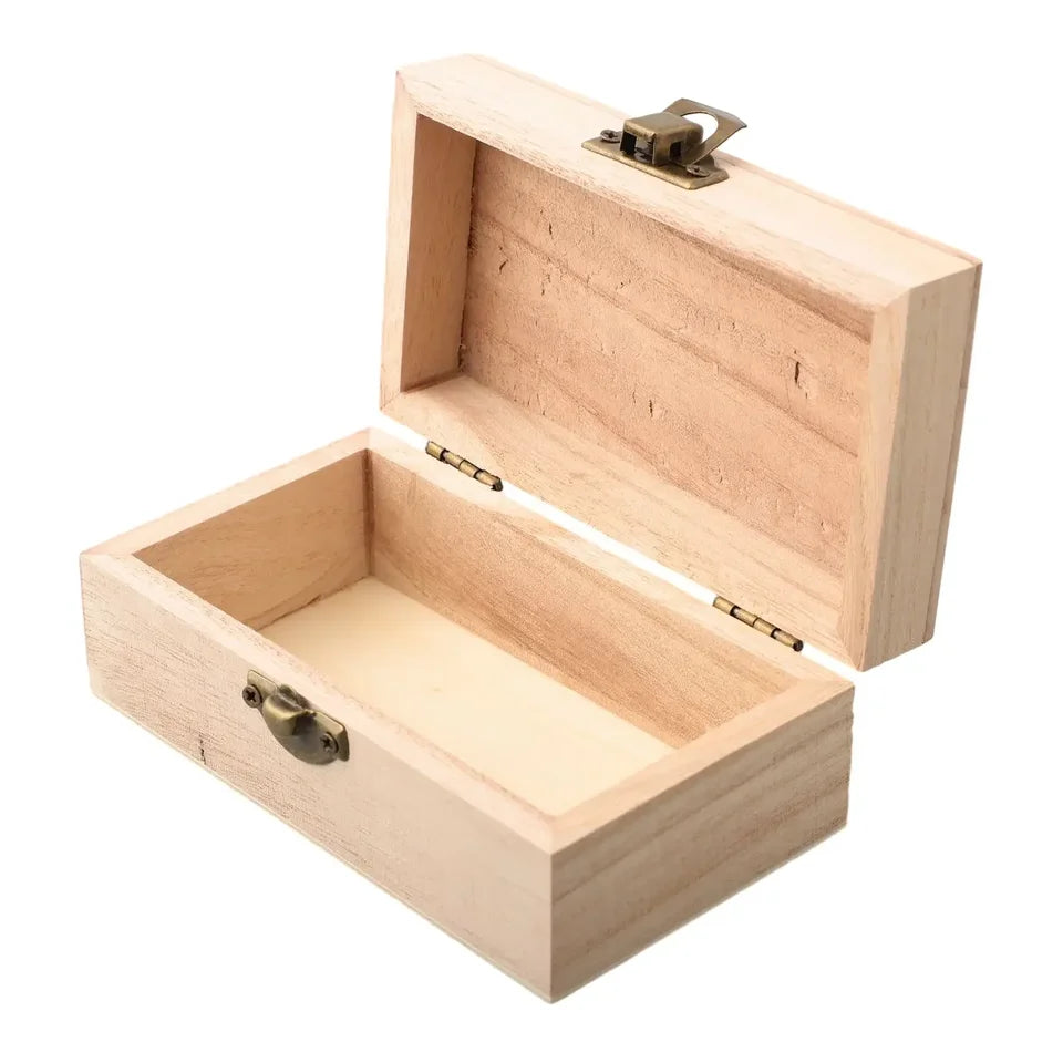 1PC Wooden Boxes With Lid Square Hinged Jewellery Craft Storage Box For Home Decoration DIY Hand-Made Mother's Day