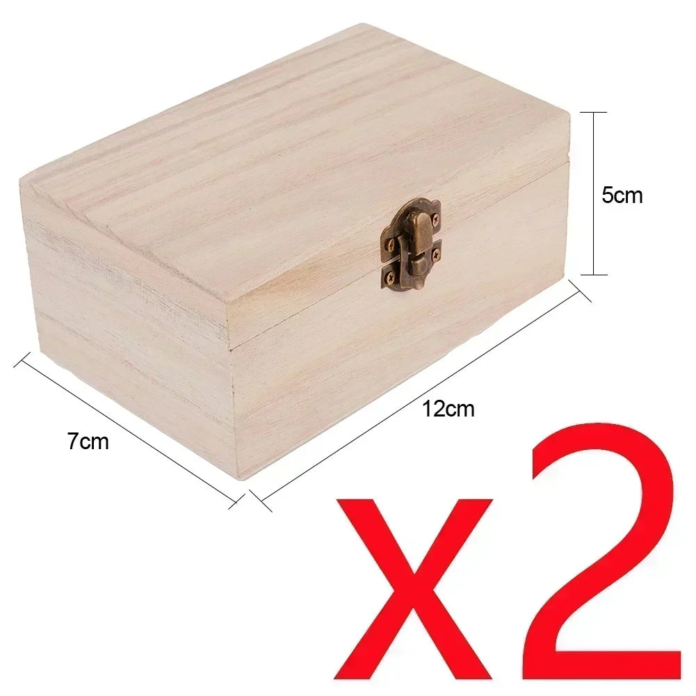 1PC Wooden Boxes With Lid Square Hinged Jewellery Craft Storage Box For Home Decoration DIY Hand-Made Mother's Day