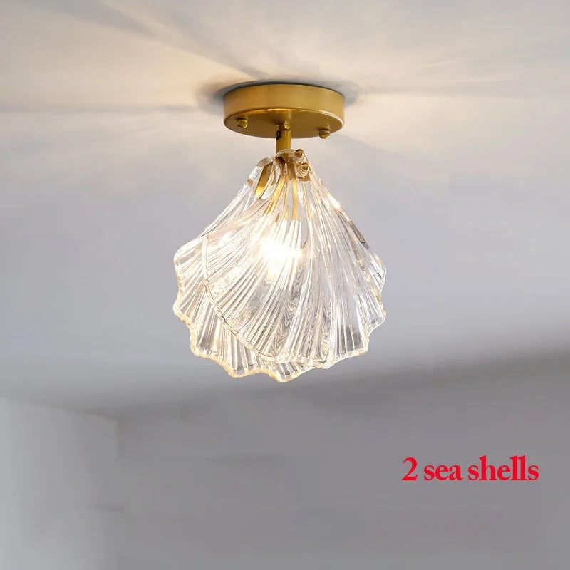 Modern Sea Shell LED Wall Lamps Pendant Lights Glass Lampshade Indoor Lighting Bedroom Dining Room Aisle Corridor Decor Lustre