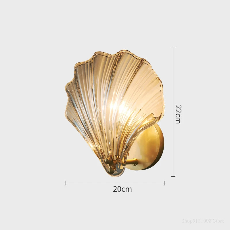 Modern Sea Shell LED Wall Lamps Pendant Lights Glass Lampshade Indoor Lighting Bedroom Dining Room Aisle Corridor Decor Lustre