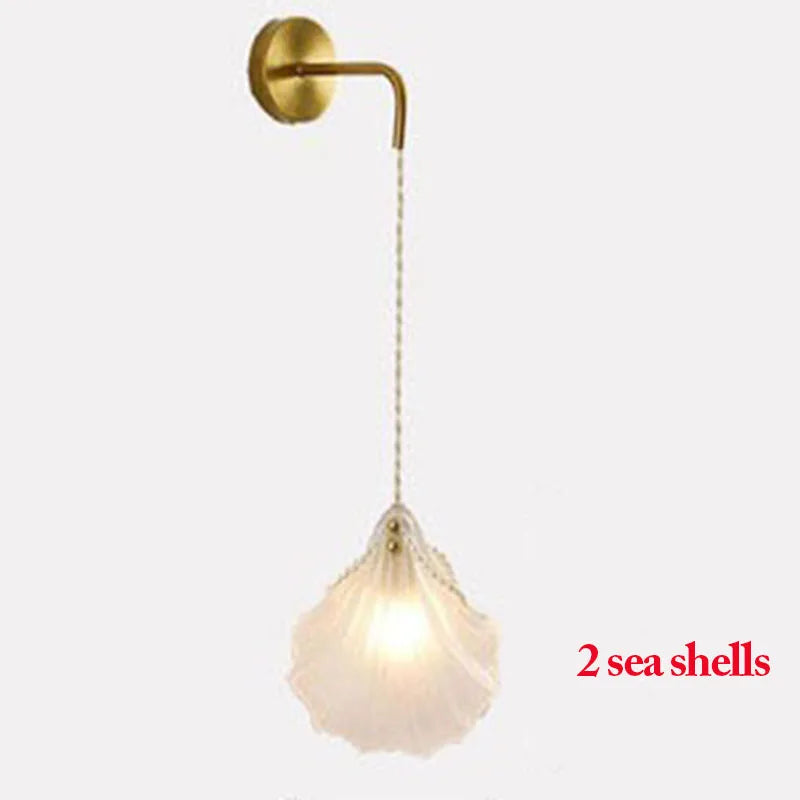 Modern Sea Shell LED Wall Lamps Pendant Lights Glass Lampshade Indoor Lighting Bedroom Dining Room Aisle Corridor Decor Lustre