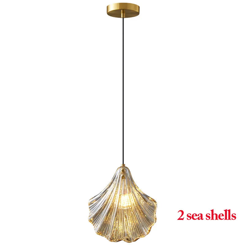 Modern Sea Shell LED Wall Lamps Pendant Lights Glass Lampshade Indoor Lighting Bedroom Dining Room Aisle Corridor Decor Lustre