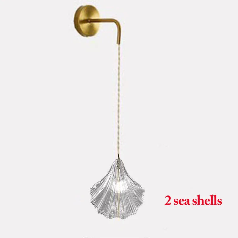 Modern Sea Shell LED Wall Lamps Pendant Lights Glass Lampshade Indoor Lighting Bedroom Dining Room Aisle Corridor Decor Lustre