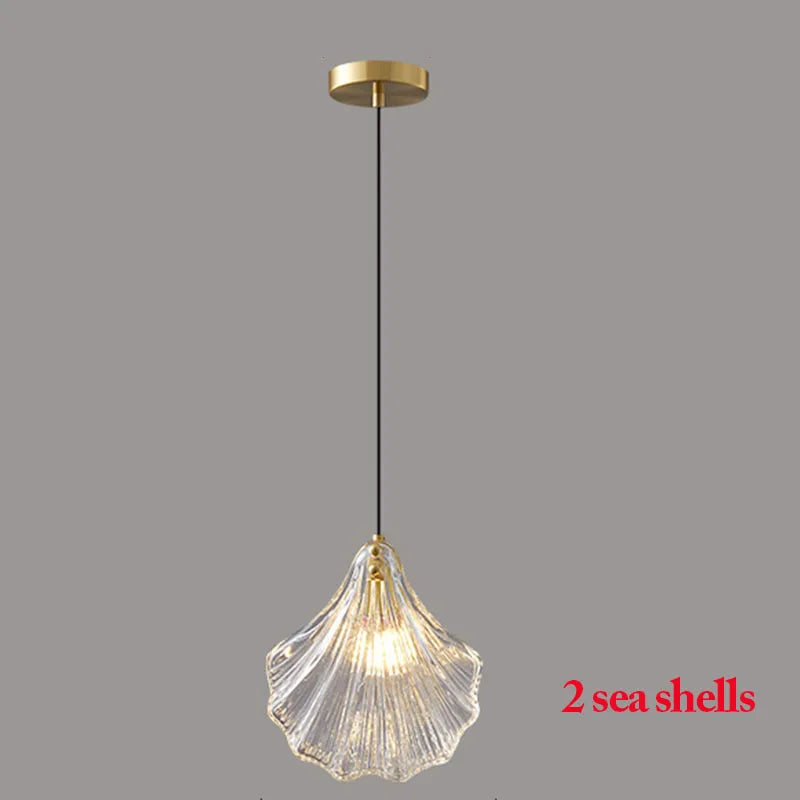 Modern Sea Shell LED Wall Lamps Pendant Lights Glass Lampshade Indoor Lighting Bedroom Dining Room Aisle Corridor Decor Lustre