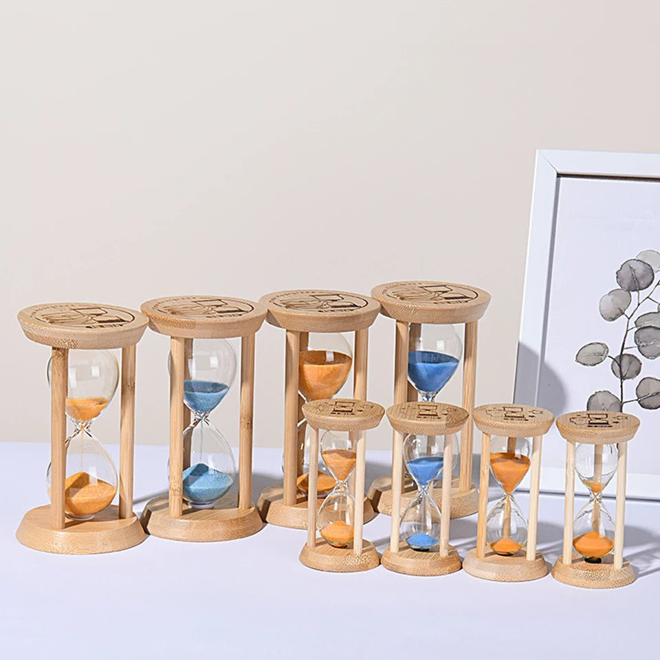 Mini Wooden Sand Timers Bamboo Hourglass 10/15/30 Min Sandglass Timer for Toothbrush Timer Games Classroom Home Office Cooking