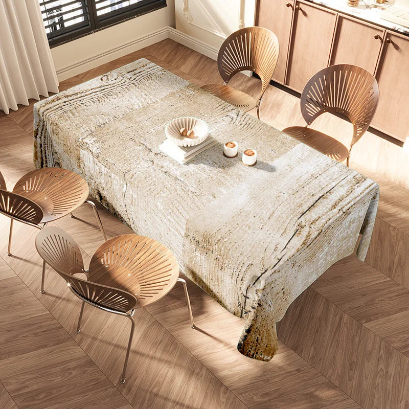 Modern Dining Table with Matching Chairs Set for 4 People Rustic White Fabric Cover Display in Room Decor Interior Design