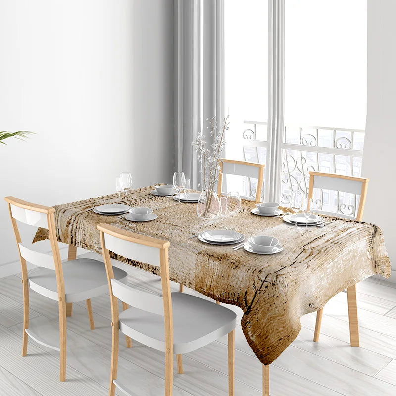 Modern Dining Table with Matching Chairs Set for 4 People Rustic White Fabric Cover Display in Room Decor Interior Design