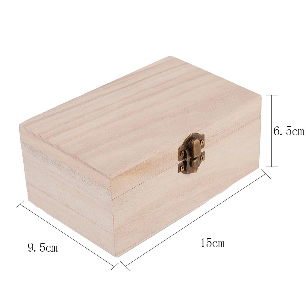 1PC Wooden Boxes With Lid Square Hinged Jewellery Craft Storage Box For Home Decoration DIY Hand-Made Mother's Day