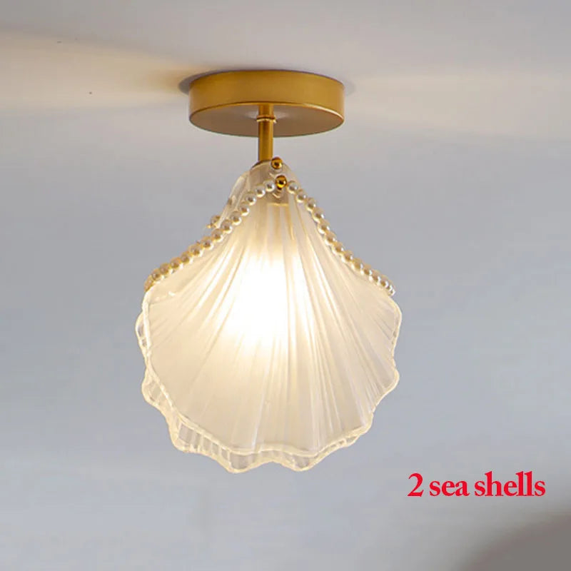 Modern Sea Shell LED Wall Lamps Pendant Lights Glass Lampshade Indoor Lighting Bedroom Dining Room Aisle Corridor Decor Lustre