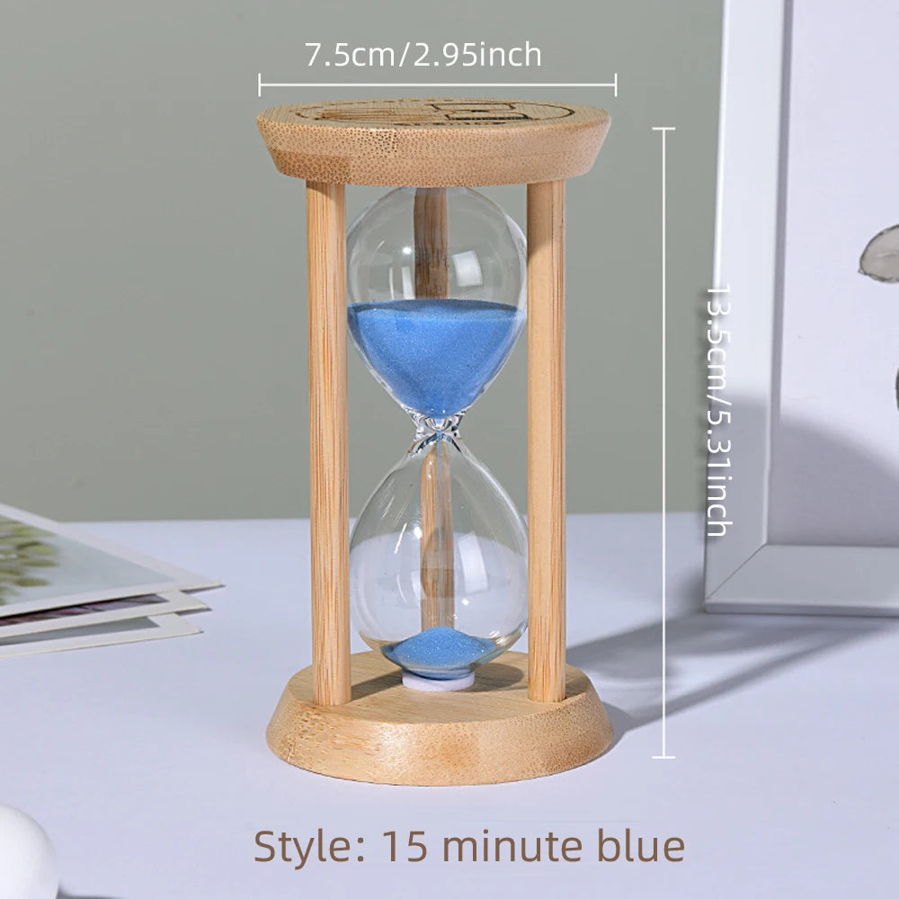 Mini Wooden Sand Timers Bamboo Hourglass 10/15/30 Min Sandglass Timer for Toothbrush Timer Games Classroom Home Office Cooking
