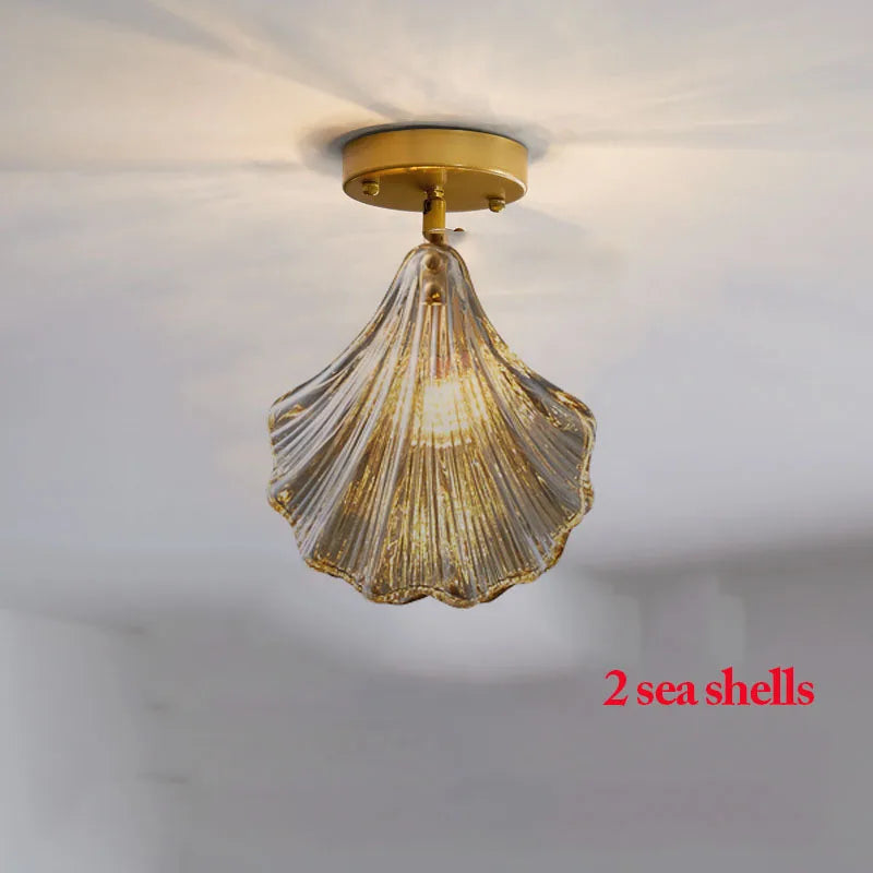 Modern Sea Shell LED Wall Lamps Pendant Lights Glass Lampshade Indoor Lighting Bedroom Dining Room Aisle Corridor Decor Lustre